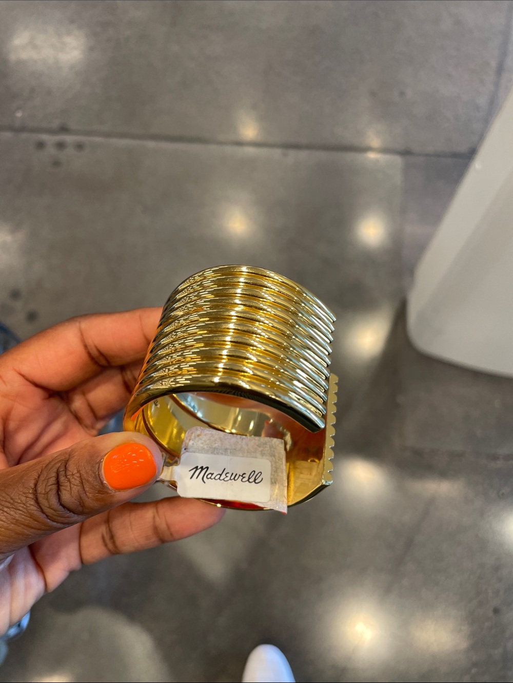 Madewell Gold Ribbed Wide Cuff Bracelet